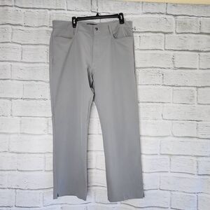 Callaway 36x20 Mens Straight Leg Solid Gray Gold Pants Flat Front Stretch